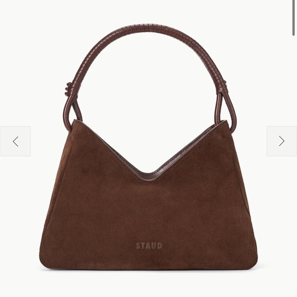 STAUD Valerie Chocolate Brown Suede Shoulder Bag